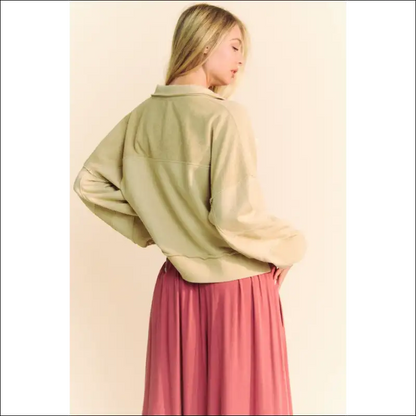 Davi & Dani Lace Up Exposed Seam French Terry Top - Sweatshirts Hoodies on Sale Worldwide Shipping