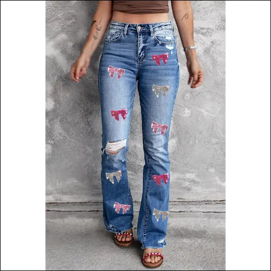 Dazzle in Distressed Bootcut Jeans: Because Basic is so Last Season ?👖 - Medium / 18 - Jeans on Sale Worldwide Shipping