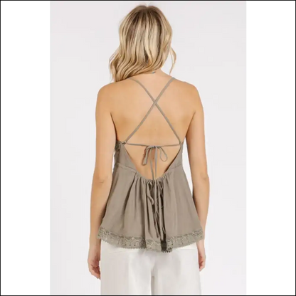 Dazzle in our V-neck Cami: Because Every Diva Needs a Little Lace! ✨ - Tank Tops on Sale Worldwide Shipping