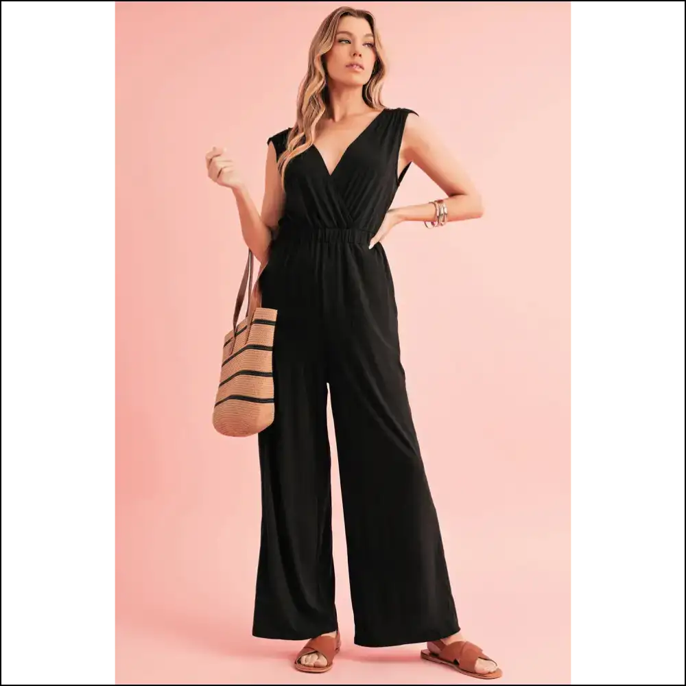 Deep v Pocketed Jumpsuit: Pants Optional (Comfy) 😜 - Black / s - Jumpsuits & Rompers on Sale Worldwide Shipping
