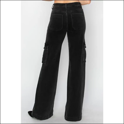 Defy Gravity in Risen High Rise Wide Leg Cargo Jeans – Love your Legs! 😜👖 - on Sale Worldwide Shipping