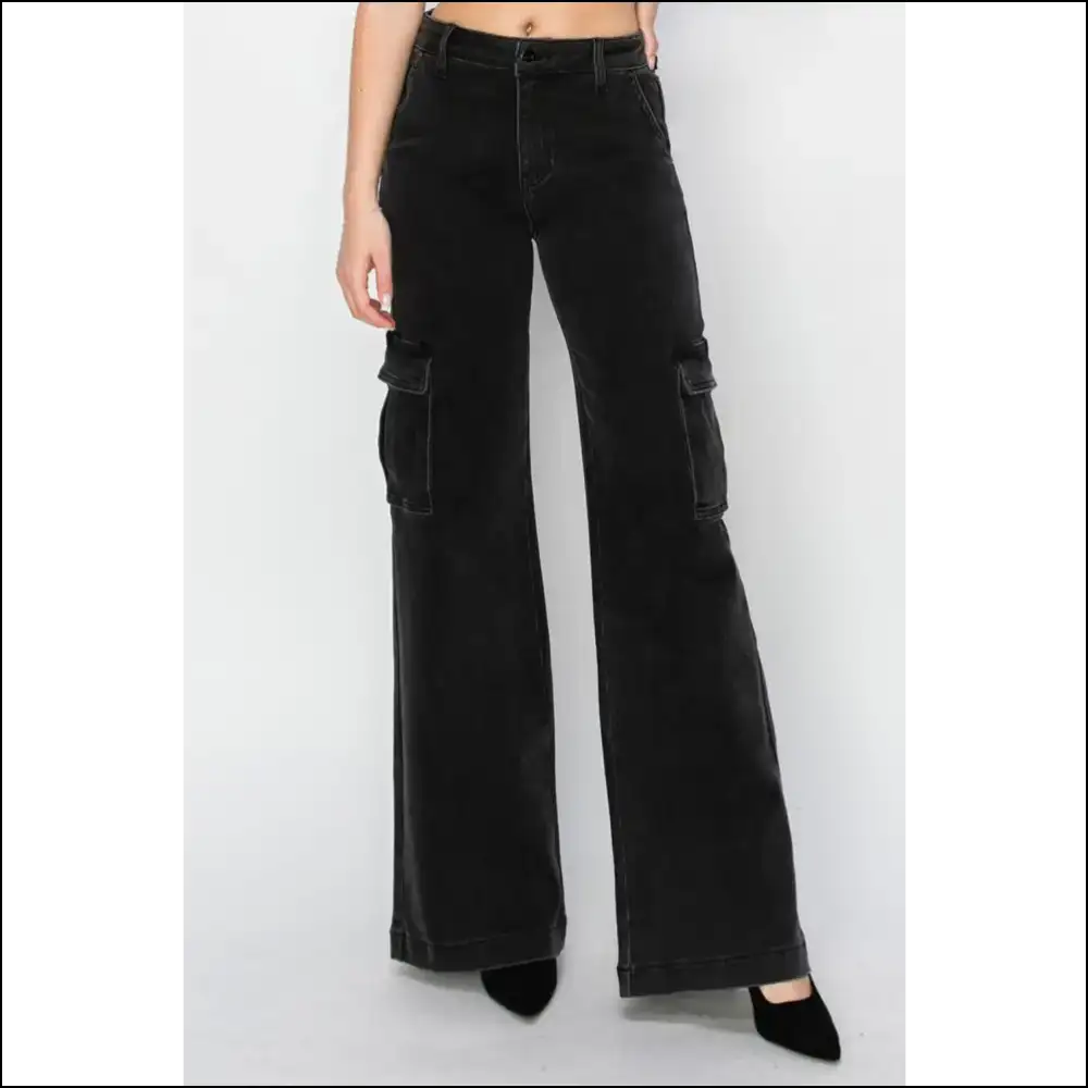 Defy Gravity in Risen High Rise Wide Leg Cargo Jeans – Love your Legs! 😜👖 - on Sale Worldwide Shipping