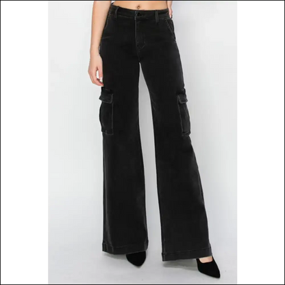 Defy Gravity in Risen High Rise Wide Leg Cargo Jeans – Love your Legs! 😜👖 - on Sale Worldwide Shipping