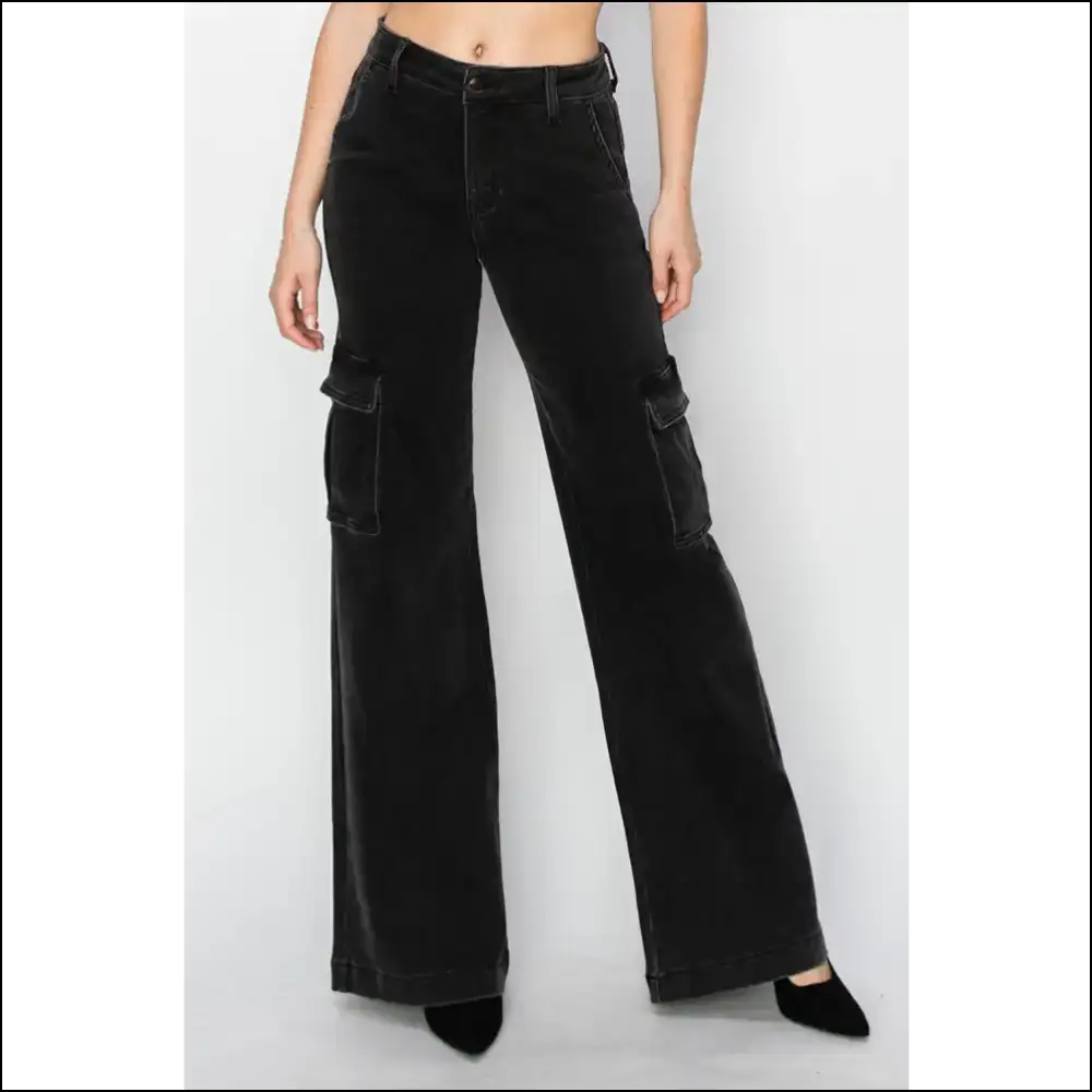 Defy Gravity in Risen High Rise Wide Leg Cargo Jeans – Love your Legs! 😜👖 - on Sale Worldwide Shipping