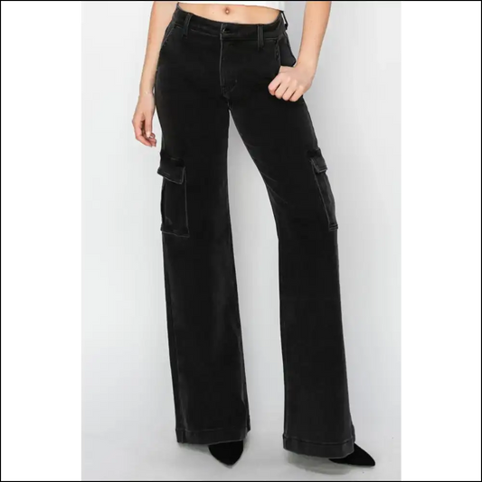 Defy Gravity in Risen High Rise Wide Leg Cargo Jeans – Love your Legs! 😜👖 - Black / 1xl - on Sale Worldwide Shipping