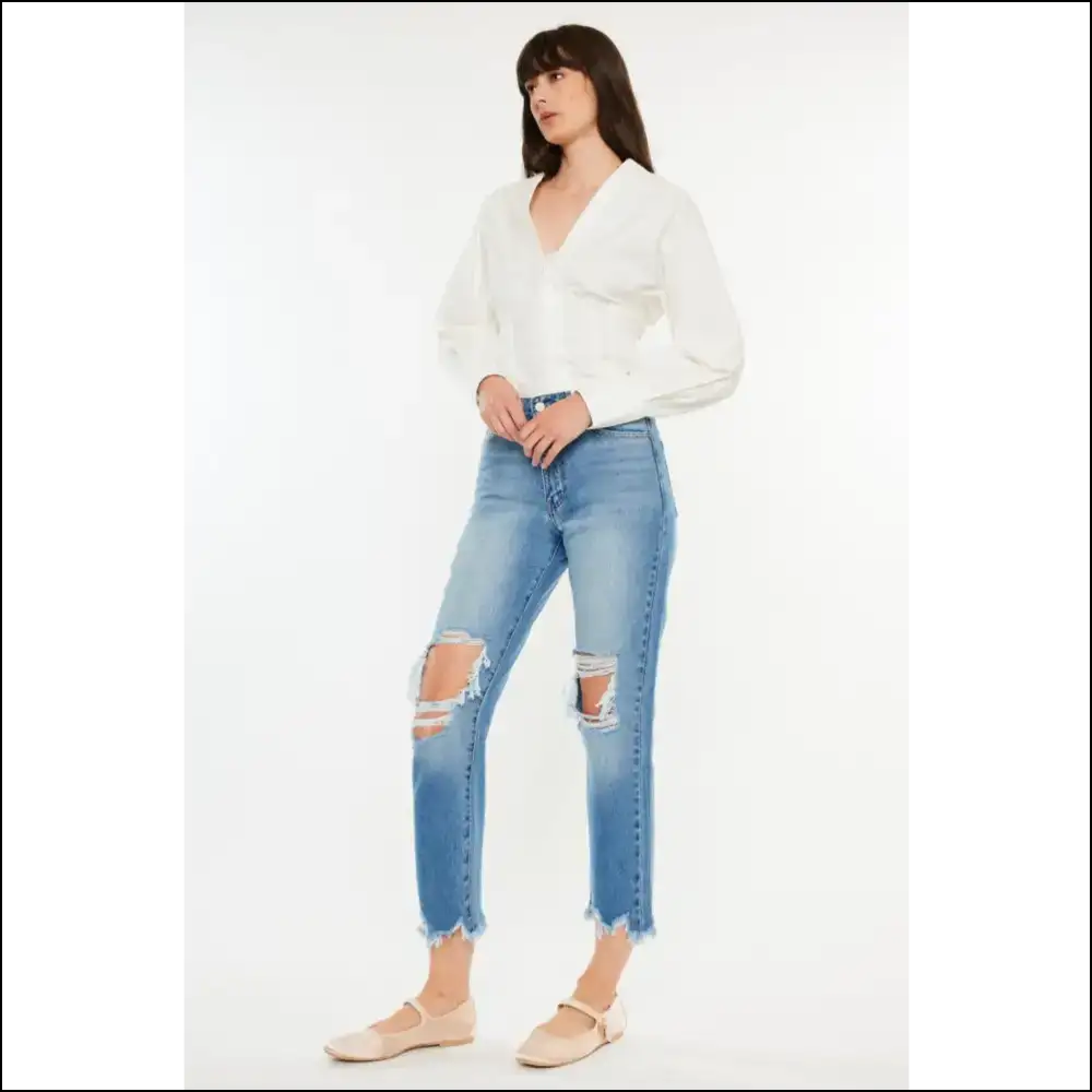 Denim Dreams: Wear your Kancan Distressed Frayed Hem Cropped Jeans Darling! 💃 - on Sale Worldwide Shipping