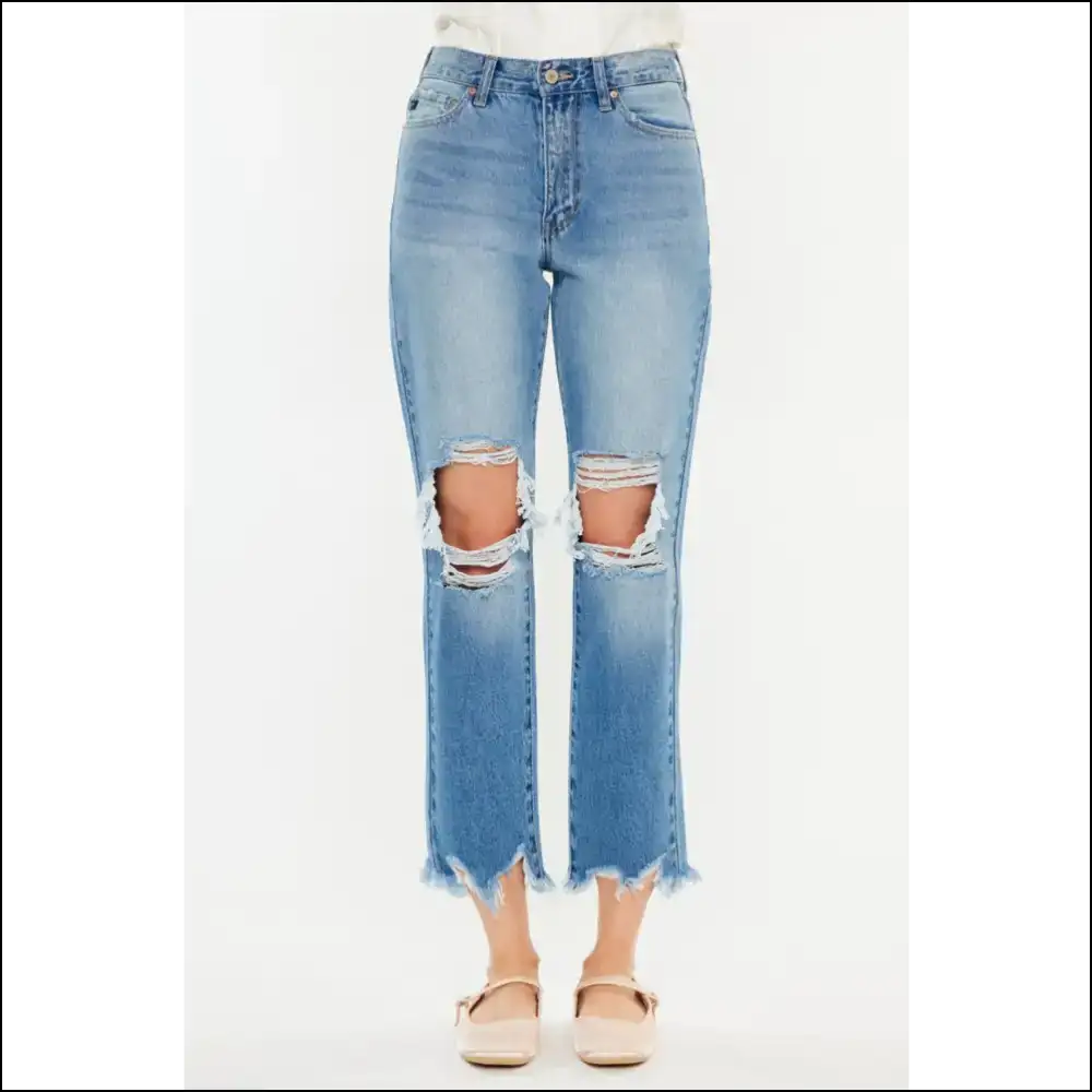 Denim Dreams: Wear your Kancan Distressed Frayed Hem Cropped Jeans Darling! 💃 - on Sale Worldwide Shipping