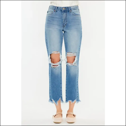 Denim Dreams: Wear your Kancan Distressed Frayed Hem Cropped Jeans Darling! 💃 - on Sale Worldwide Shipping