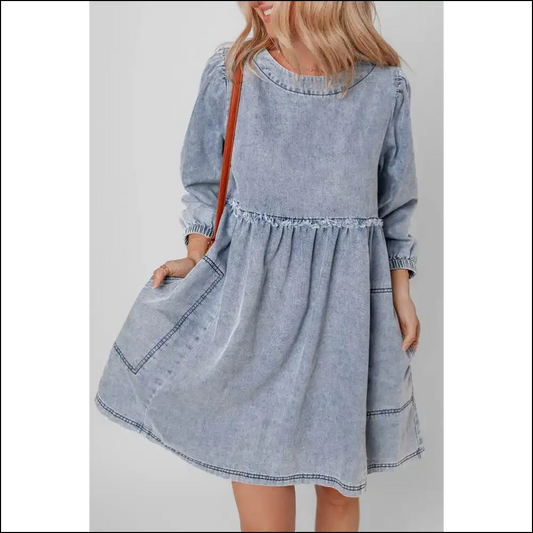 Denim Mini Dress: Leg Day Bank Account Happy 😜 Needful Things - Beau Blue / s - Short Dresses on Sale Worldwide Shipping