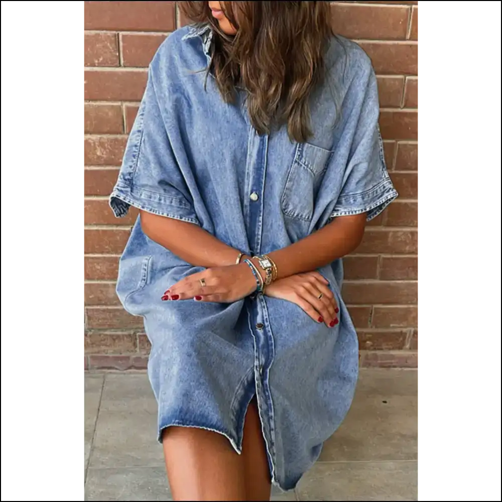 Denim Shirt Dress: Light Blue Vintage & Ready to Party (or Not) 🤷‍♀️ Needful Things - Midi Dresses on Sale Worldwide Shipping