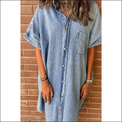 Denim Shirt Dress: Light Blue Vintage & Ready to Party (or Not) 🤷‍♀️ Needful Things - Midi Dresses on Sale Worldwide Shipping