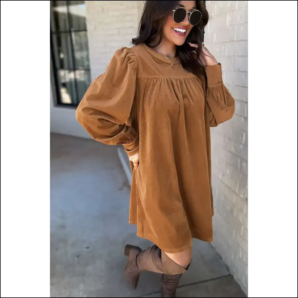Desert Gold Velvet Dress: Prepare for Compliments! ✨ - Short Dresses on Sale Worldwide Shipping