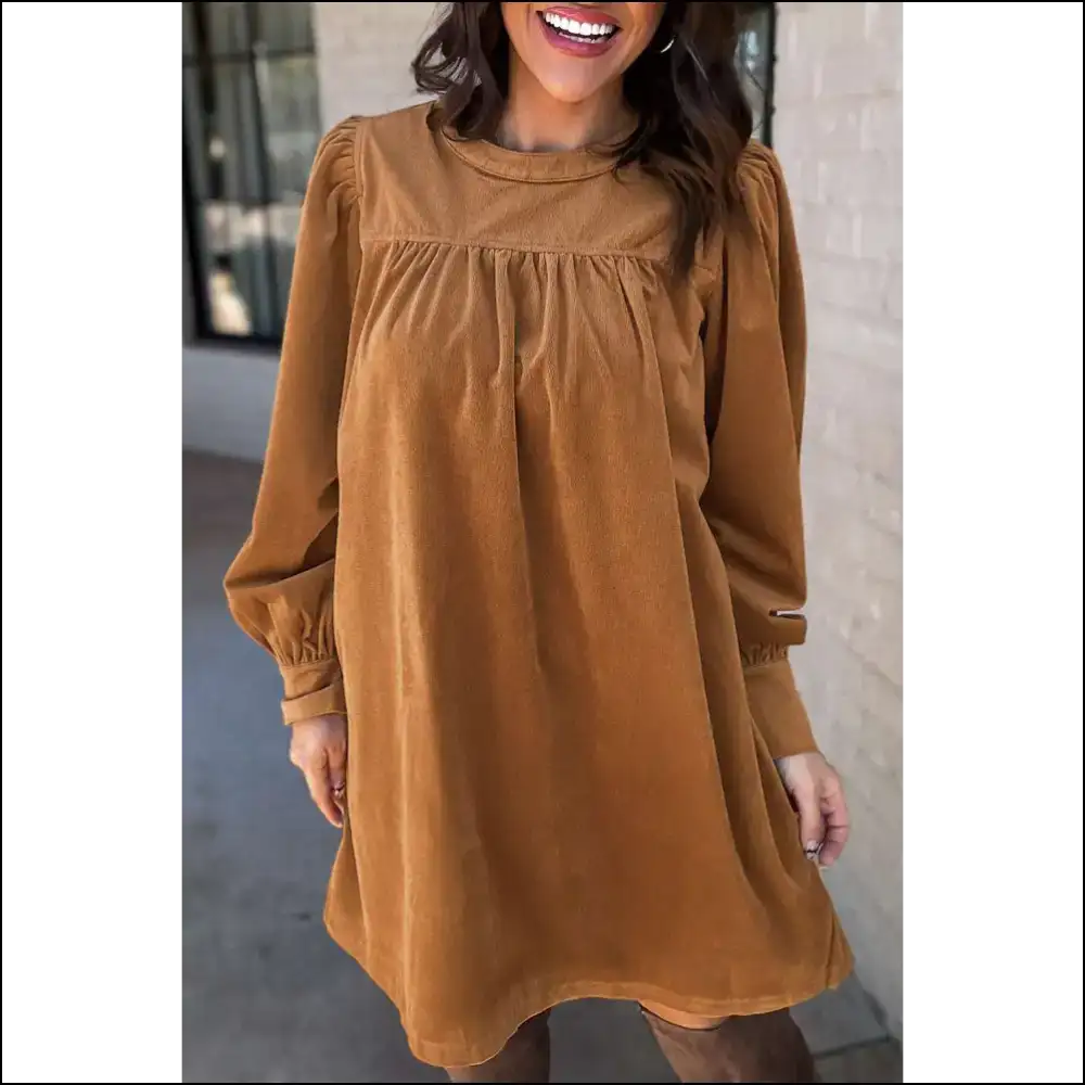 Desert Gold Velvet Dress: Prepare for Compliments! ✨ - s - Short Dresses on Sale Worldwide Shipping