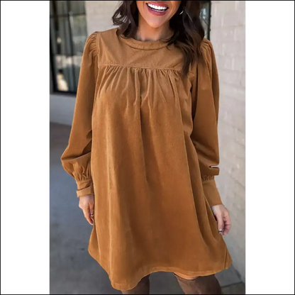 Desert Gold Velvet Dress: Prepare for Compliments! ✨ - s - Short Dresses on Sale Worldwide Shipping