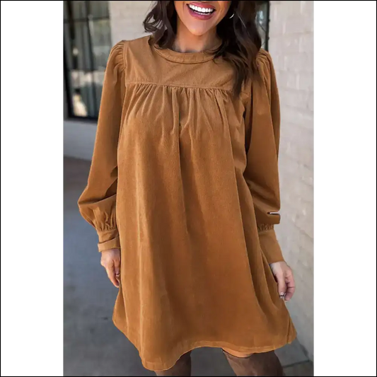 Desert Gold Velvet Dress: Prepare for Compliments! ✨ - s - Short Dresses on Sale Worldwide Shipping
