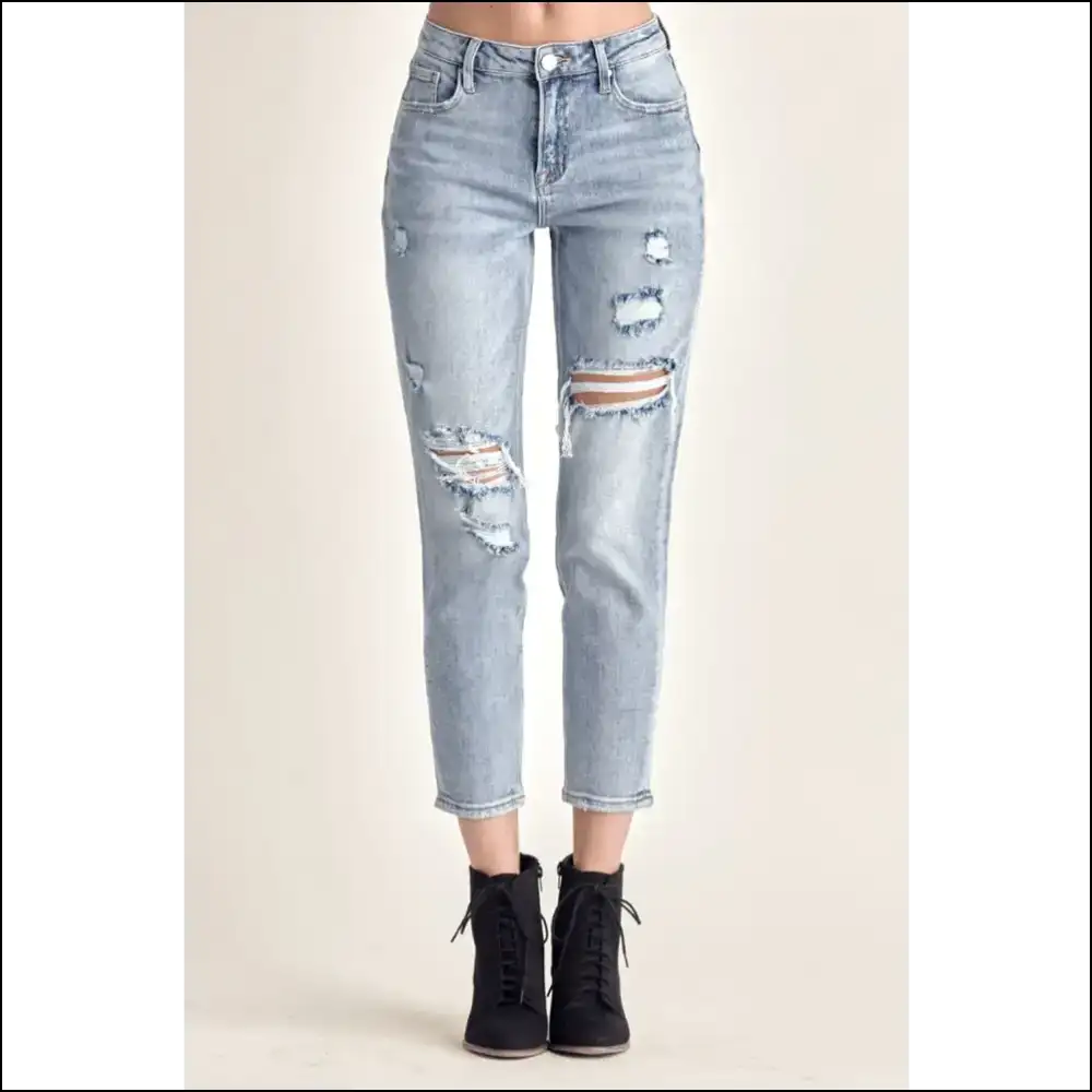 Distress your Way to Fabulous with Needful Things Distressed Slim Cropped Jeans! 🎉👖 - Jeans on Sale Worldwide Shipping