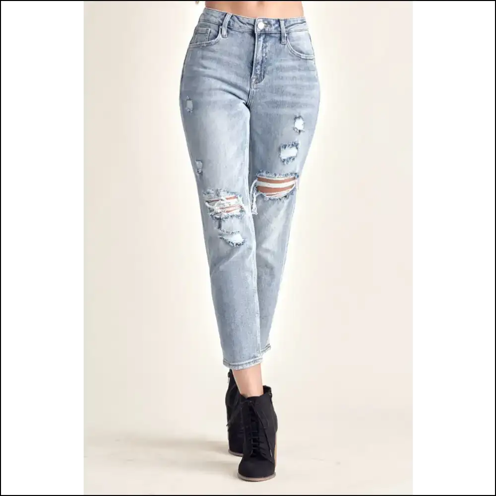 Distress your Way to Fabulous with Needful Things Distressed Slim Cropped Jeans! 🎉👖 - Medium / 1 - Jeans on Sale Worldwide Shipping