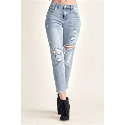 Distress your Way to Fabulous with Needful Things Distressed Slim Cropped Jeans! 🎉👖 - Medium / 1 - Jeans on Sale Worldwide Shipping