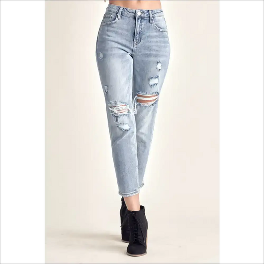 Distress your Way to Fabulous with Needful Things Distressed Slim Cropped Jeans! 🎉👖 - Medium / 1 - Jeans on Sale Worldwide Shipping