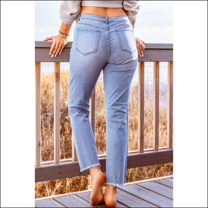 Distressed Cropped Jeans: for when Life Gets a Little Ripped! 😜👖 - Jeans on Sale Worldwide Shipping