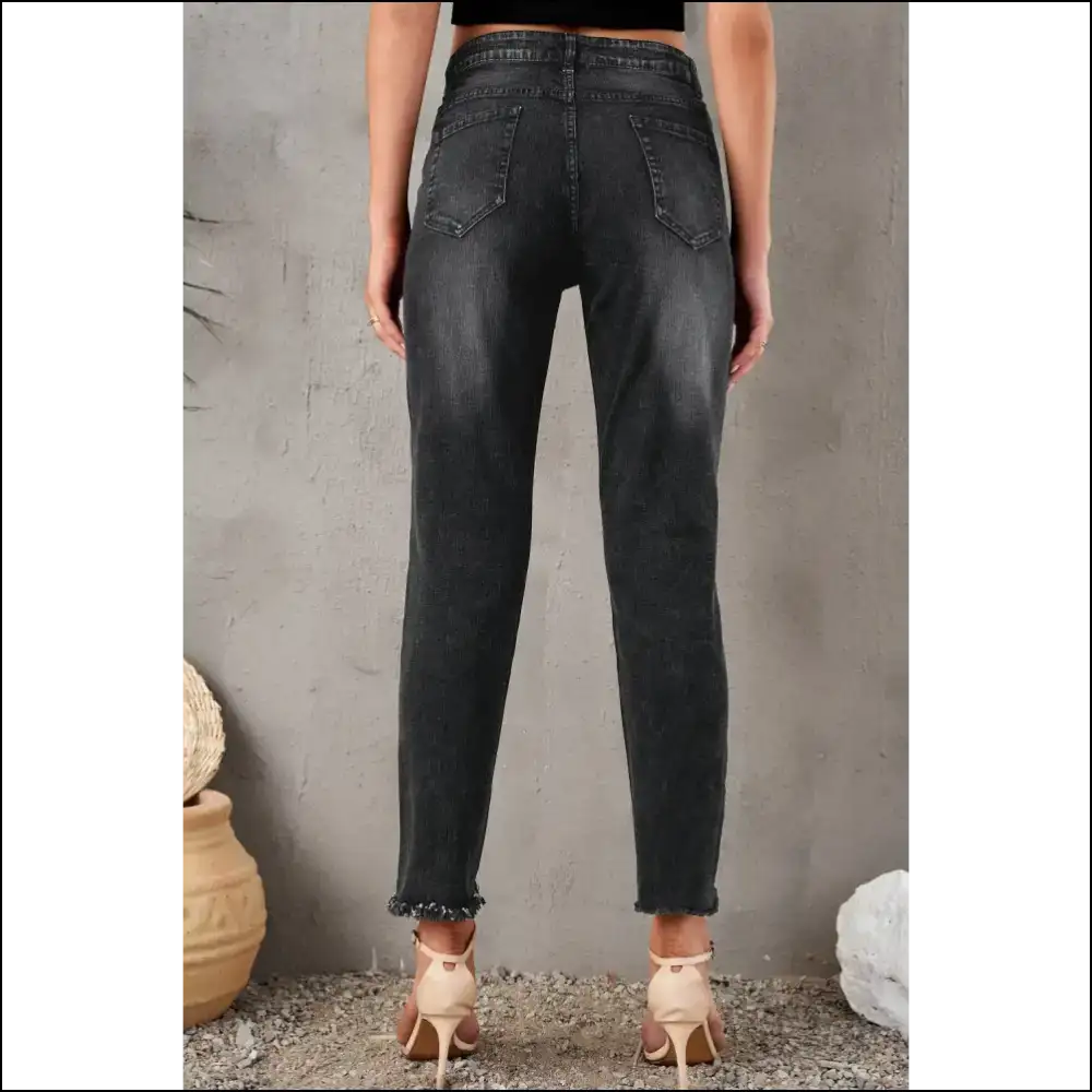 Distressed Cropped Jeans: for when Life Gets a Little Ripped! 😜👖 - Jeans on Sale Worldwide Shipping
