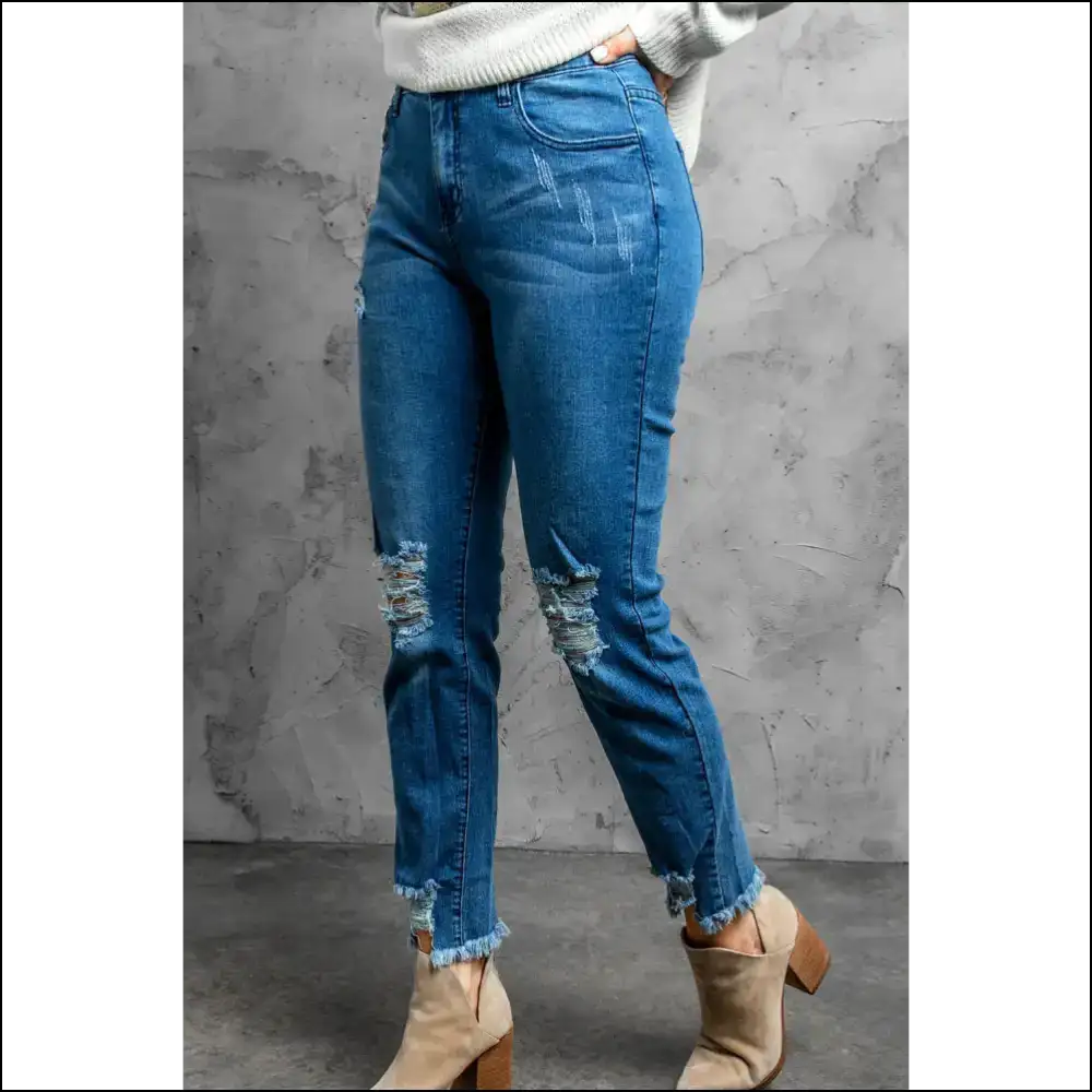 Distressed Cropped Jeans: for when Life Gets a Little Ripped! 😜👖 - Jeans on Sale Worldwide Shipping