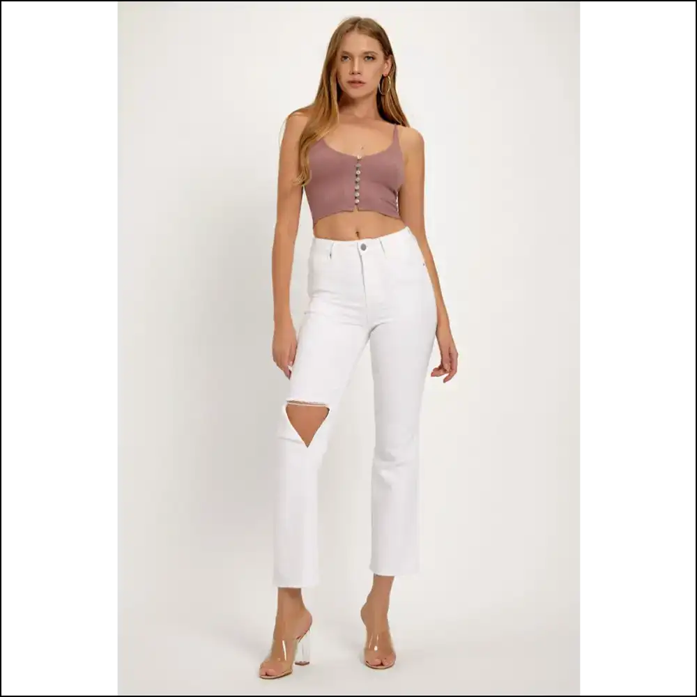 Distressed Cropped Straight Jeans: Because who Needs Perfect? 😈✨ - Jeans on Sale Worldwide Shipping