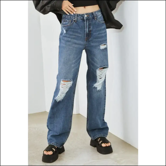Distressed High Waist Jeans: Because your Butt Deserves a Statement! - Blue / Jeans on Sale Worldwide Shipping