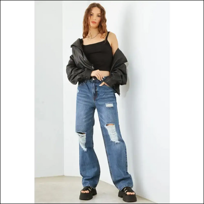 Distressed High Waist Jeans: Because your Butt Deserves a Statement! - Jeans on Sale Worldwide Shipping