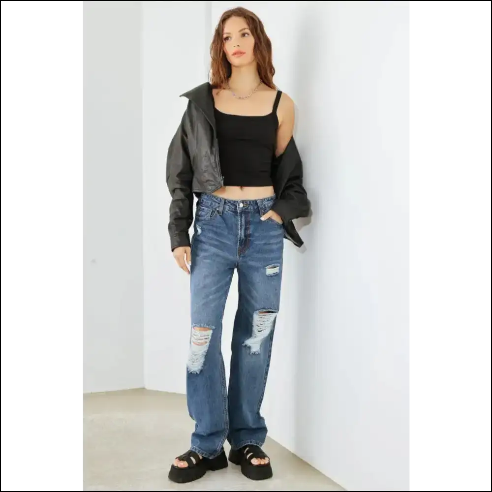 Distressed High Waist Jeans: Because your Butt Deserves a Statement! - Jeans on Sale Worldwide Shipping