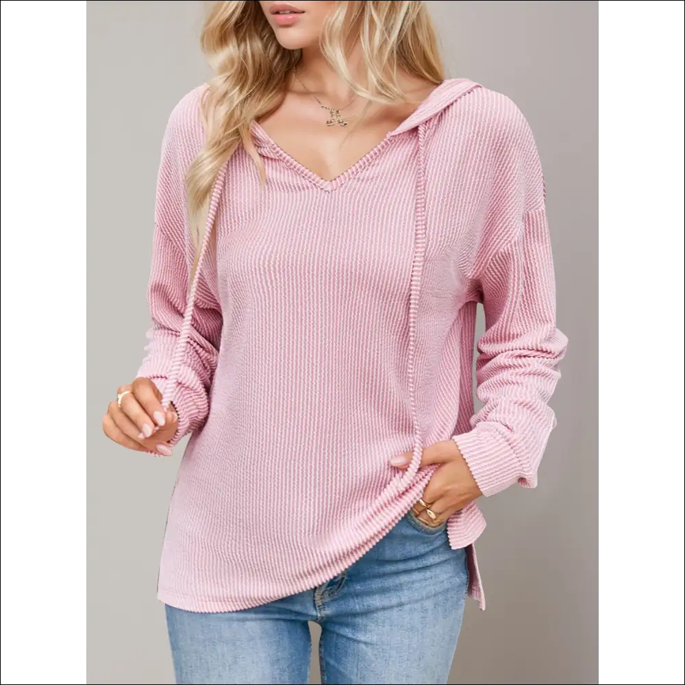 Double Take Dropped Shoulder Hoodie - Blush Pink / s - Hoodies Sweatshirts & on Sale Worldwide Shipping