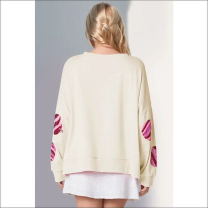 Double Take Sequin Round Neck Long Sleeve Sweatshirt - Sweatshirts & Hoodies on Sale Worldwide Shipping