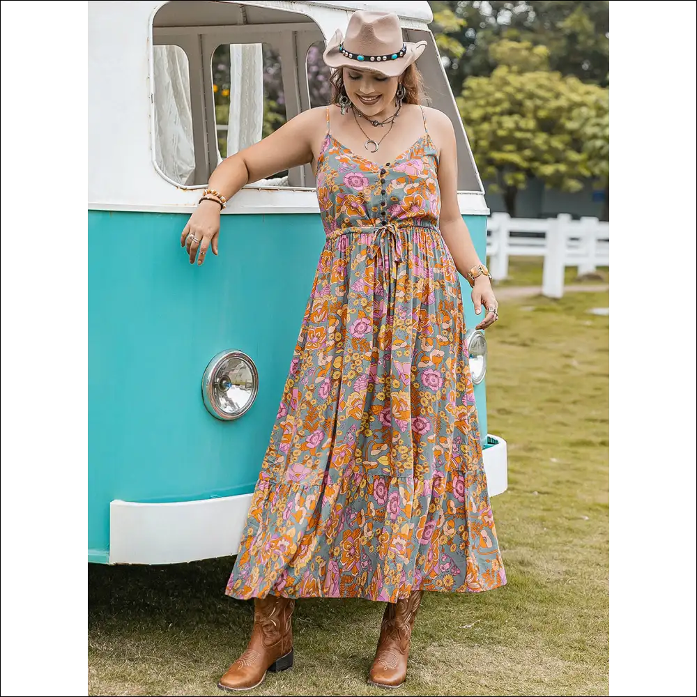 Chic Drawstring Ruffle Hem Maxi Dress - Dresses on Sale Worldwide Shipping