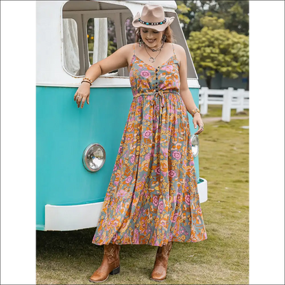Chic Drawstring Ruffle Hem Maxi Dress - Dresses on Sale Worldwide Shipping