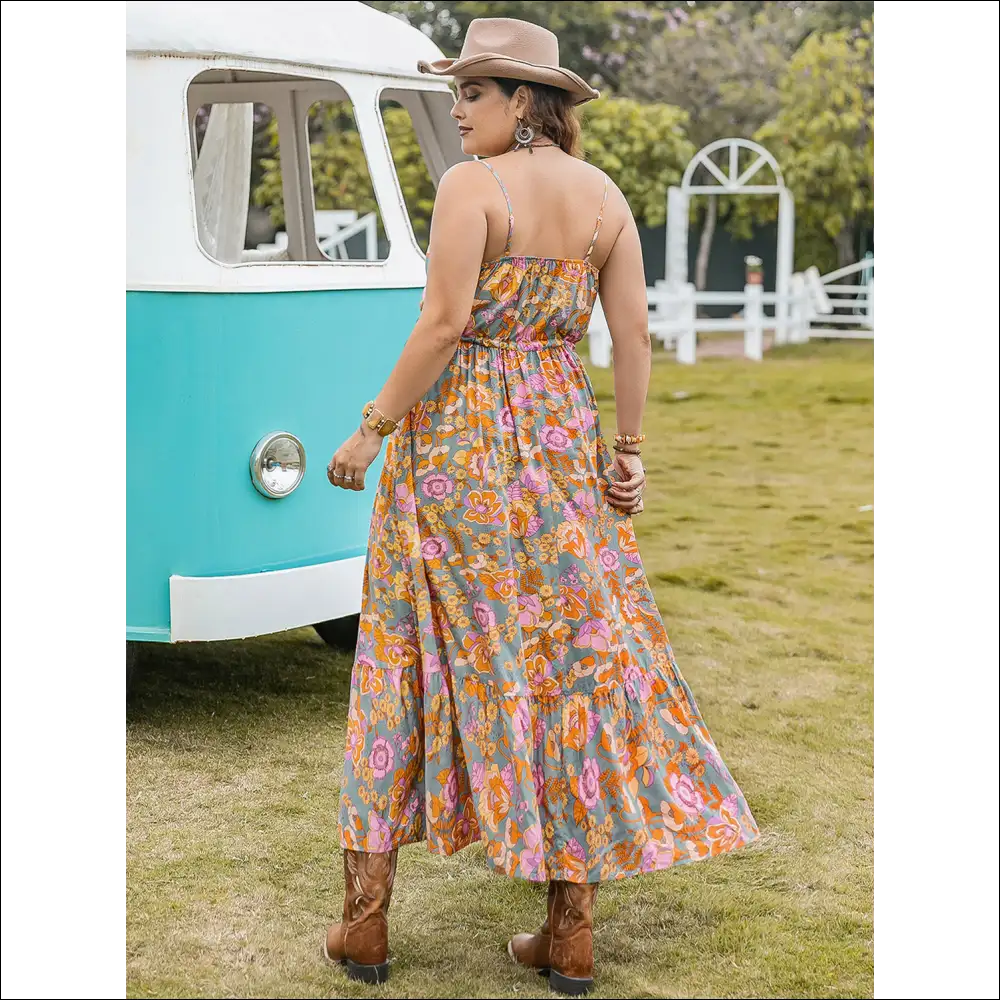 Chic Drawstring Ruffle Hem Maxi Dress - Dresses on Sale Worldwide Shipping