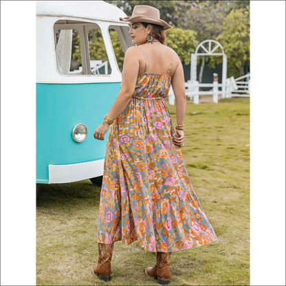 Chic Drawstring Ruffle Hem Maxi Dress - Dresses on Sale Worldwide Shipping