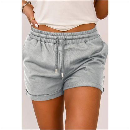 Chic Drawstring Waist Cuffed Shorts - Light Gray / Xl - on Sale Worldwide Shipping