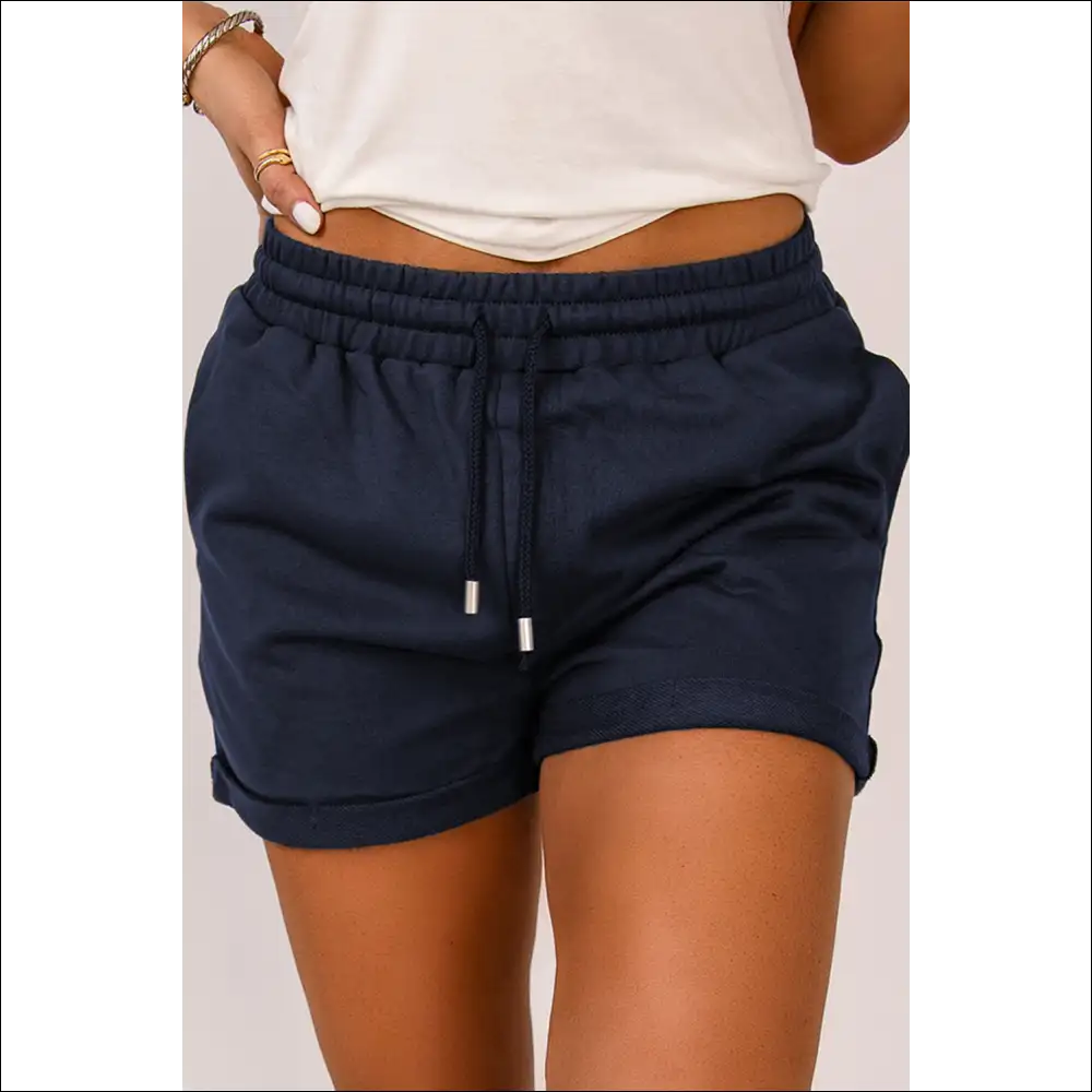 Chic Drawstring Waist Cuffed Shorts - on Sale Worldwide Shipping