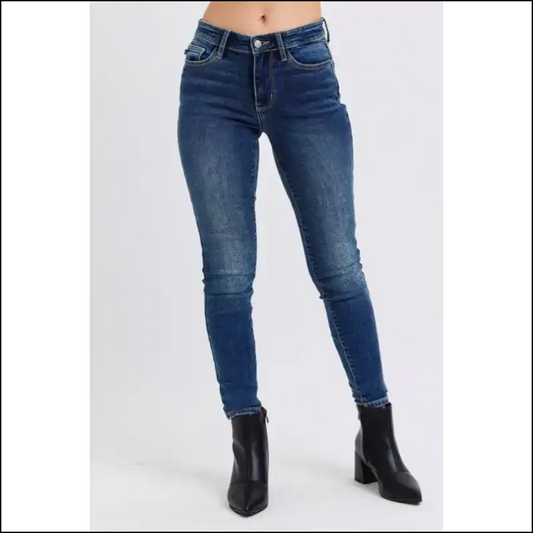 Drop-dead Gorgeous in Judy Blue Mid-rise Skinny Jeans - Yes Please! 😍 - Dark / 14w - on Sale Worldwide Shipping