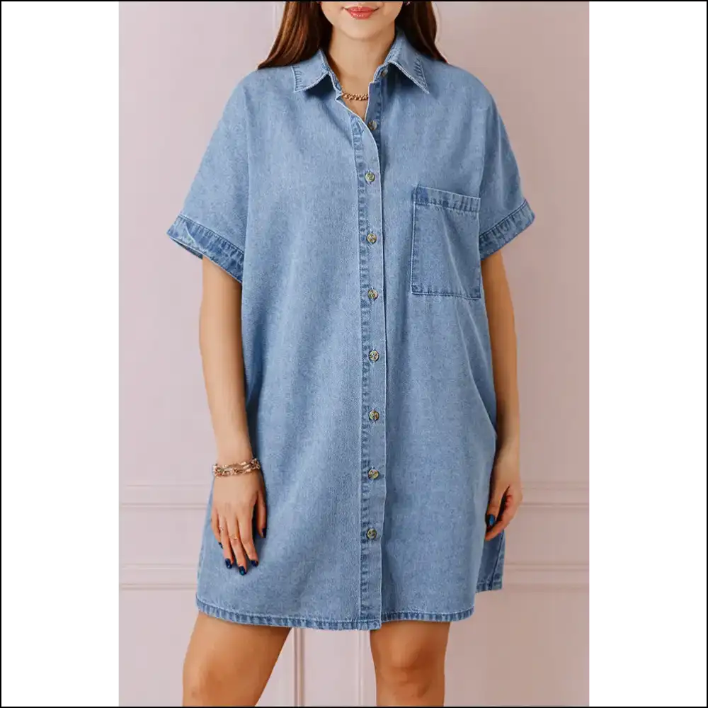 Dusk Blue Denim Dress: Comfy Enough to Ditch your Pants 👖 (needful Things) - s - Short Dresses on Sale Worldwide Shipping