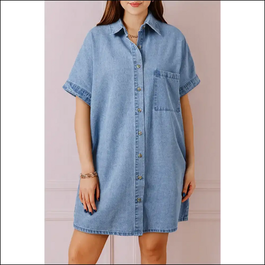 Dusk Blue Denim Dress: Comfy Enough to Ditch your Pants 👖 (needful Things) - s - Short Dresses on Sale Worldwide Shipping