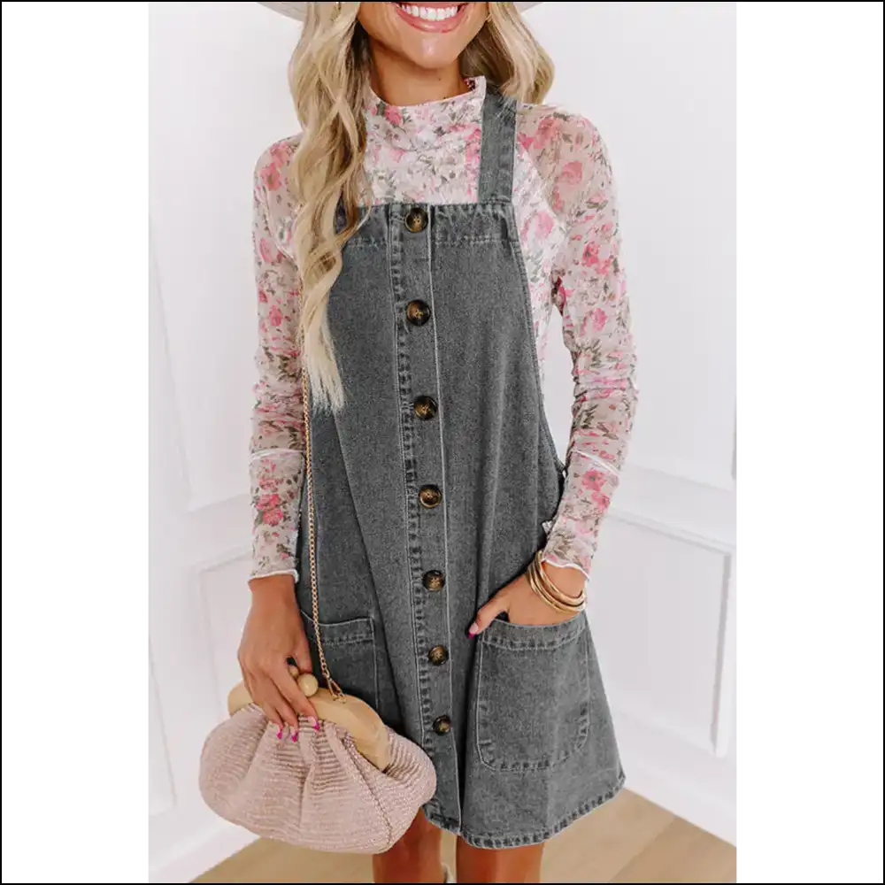 Dusk Blue Denim Dress: from Drab to Fab in Needful Things! 👗💙 - Medium Grey / s - Short Dresses on Sale Worldwide Shipping