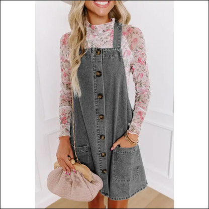 Dusk Blue Denim Dress: from Drab to Fab in Needful Things! 👗💙 - Medium Grey / s - Short Dresses on Sale Worldwide Shipping