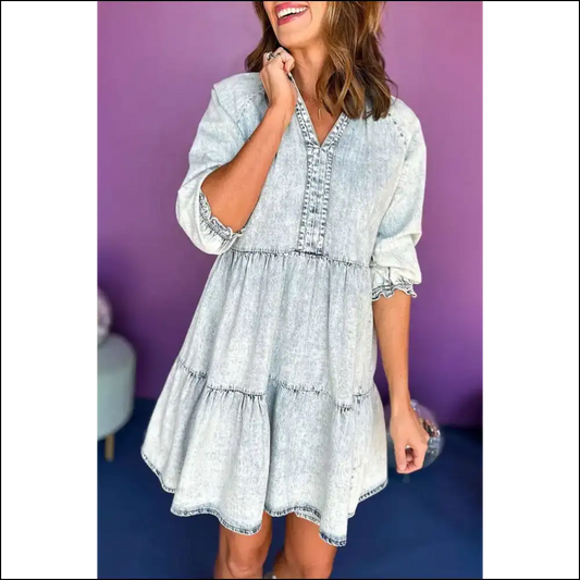 Dusk Blue Denim Dress: so Comfy It’s Good 💙 Needful Things - s - Short Dresses on Sale Worldwide Shipping