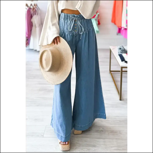 Dusk Blue Denim: High Waist Wide Leg Jeans so Good It’s Criminal 👖 Needful Things. Mineral Wash - 6 - on Sale Worldwide Shipping