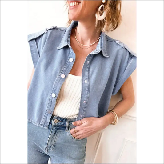 Dusk Blue Denim: so Comfy It’s Practically Illegal 😈 - s - Blouses on Sale Worldwide Shipping