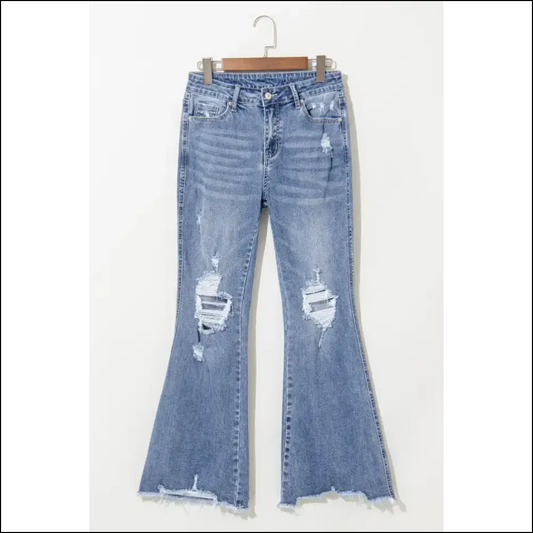Dusk Blue High Rise Flared Jeans: Leg Day Jeans so Good it Hurts. Needful Things. 👖🔥 - 4 - on Sale Worldwide Shipping