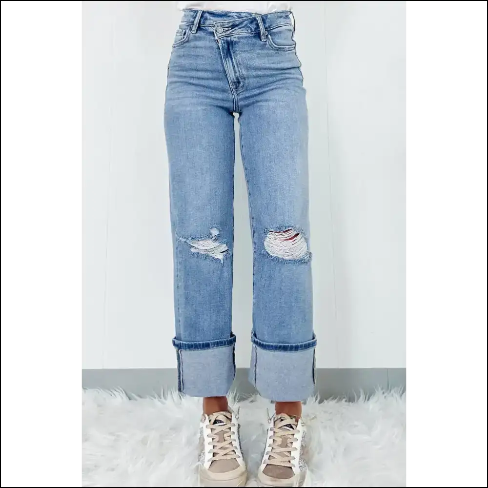 Dusk Blue High Rise Jeans: Ripped so Good They’re -raid! 👖 Needful Things - Jeans on Sale Worldwide Shipping