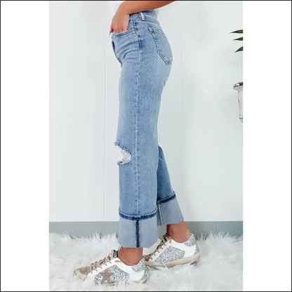 Dusk Blue High Rise Jeans: Ripped so Good They’re -raid! 👖 Needful Things - Jeans on Sale Worldwide Shipping