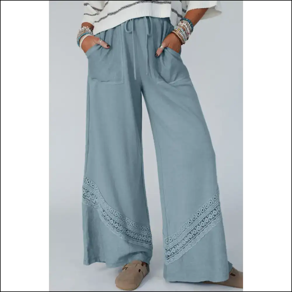 Dusk Blue Lace Wide Leg Pants: so Comfy Youll Forget Pants Exist 👖 Needful Things - s - on Sale Worldwide Shipping